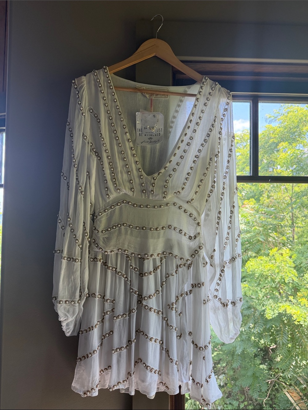 Jen's Pirate Booty Bohemian Embellished pearl studded mini Dress  - NEW SMALL
